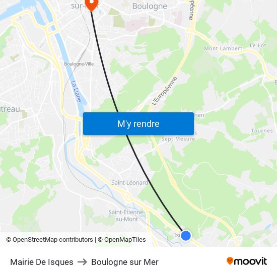 Mairie De Isques to Boulogne sur Mer map