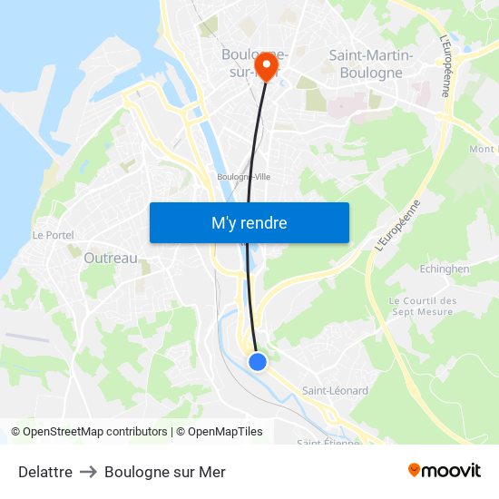 Delattre to Boulogne sur Mer map