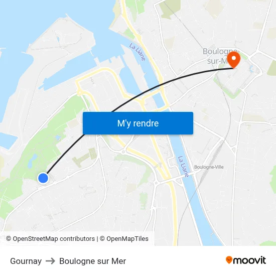 Gournay to Boulogne sur Mer map