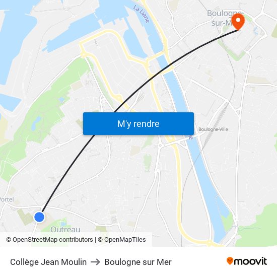 Collège Jean Moulin to Boulogne sur Mer map