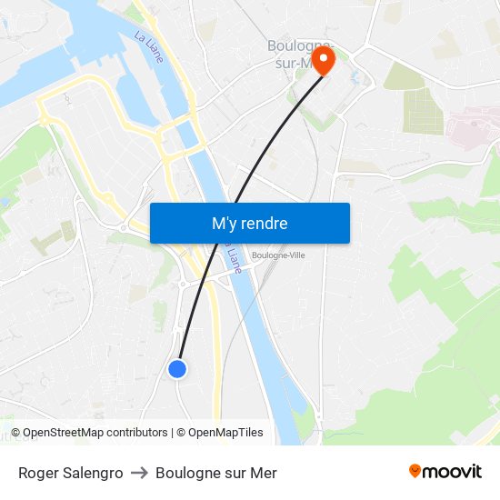 Roger Salengro to Boulogne sur Mer map