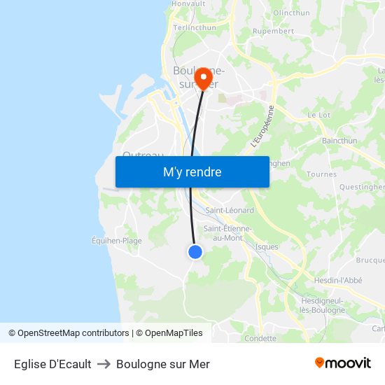 Eglise D'Ecault to Boulogne sur Mer map