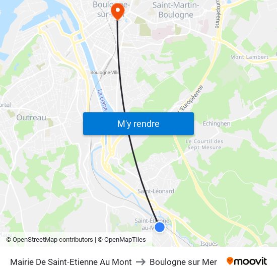 Mairie De Saint-Etienne Au Mont to Boulogne sur Mer map