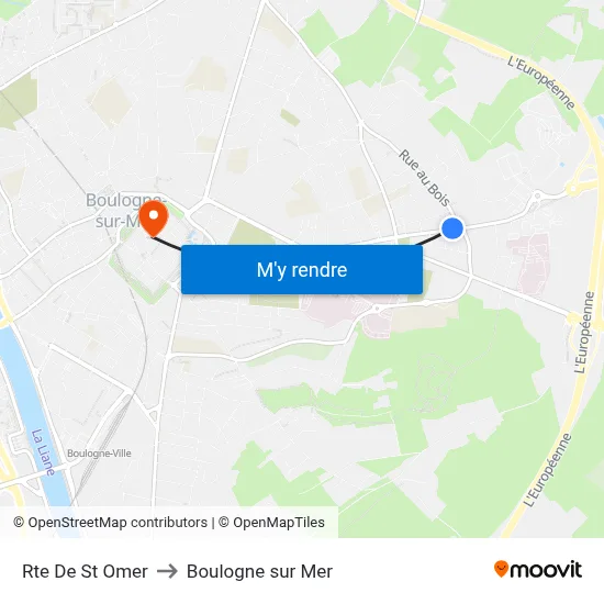 Rte De St Omer to Boulogne sur Mer map