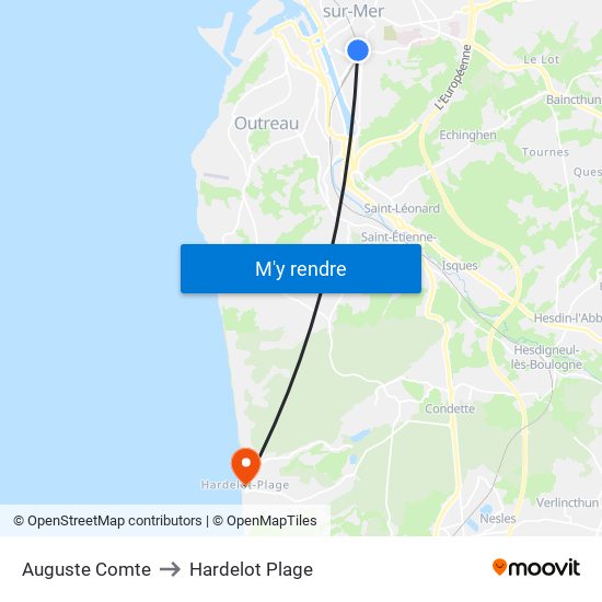 Auguste Comte to Hardelot Plage map