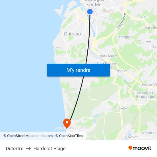 Dutertre to Hardelot Plage map