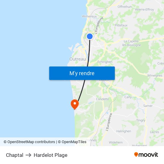 Chaptal to Hardelot Plage map