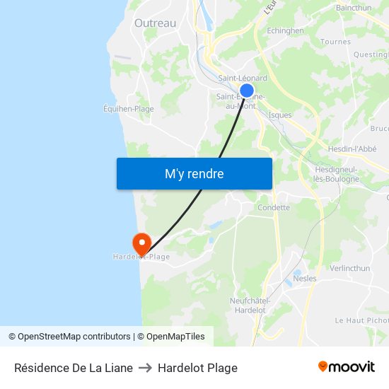 Résidence De La Liane to Hardelot Plage map