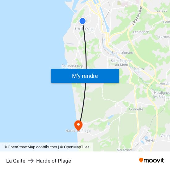 La Gaité to Hardelot Plage map