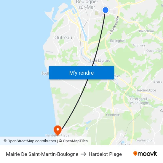 Mairie De Saint-Martin-Boulogne to Hardelot Plage map