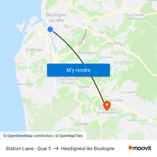Station Liane - Quai 5 to Hesdigneul lès Boulogne map