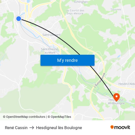 René Cassin to Hesdigneul lès Boulogne map