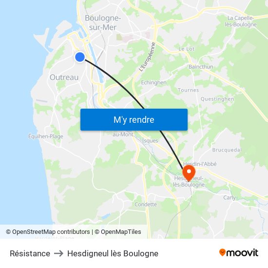 Résistance to Hesdigneul lès Boulogne map