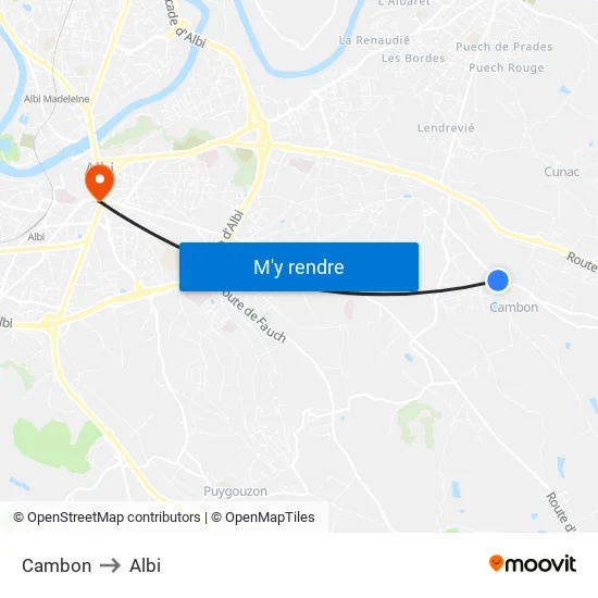 Cambon to Albi map