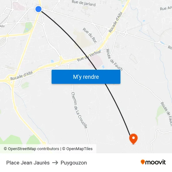 Place Jean Jaurès to Puygouzon map