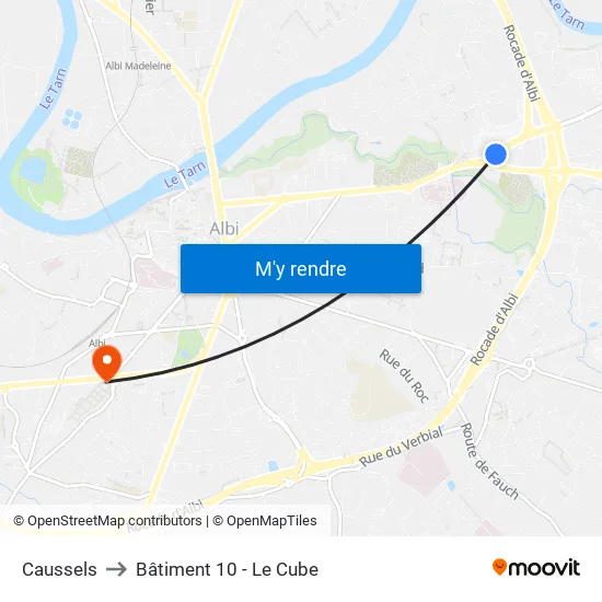 Caussels to Bâtiment 10 - Le Cube map