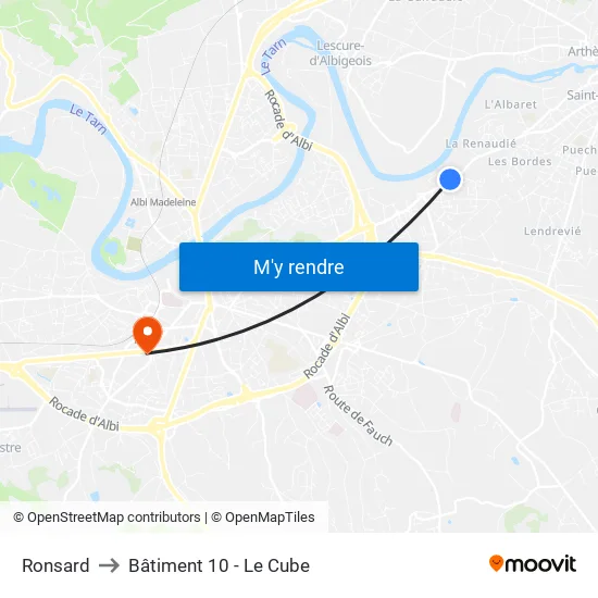 Ronsard to Bâtiment 10 - Le Cube map