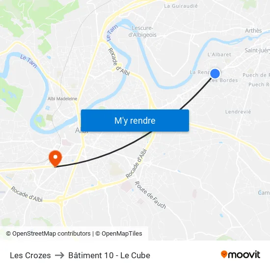 Les Crozes to Bâtiment 10 - Le Cube map