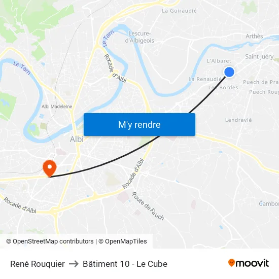 René Rouquier to Bâtiment 10 - Le Cube map