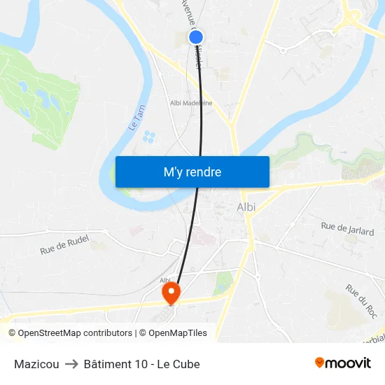 Mazicou to Bâtiment 10 - Le Cube map