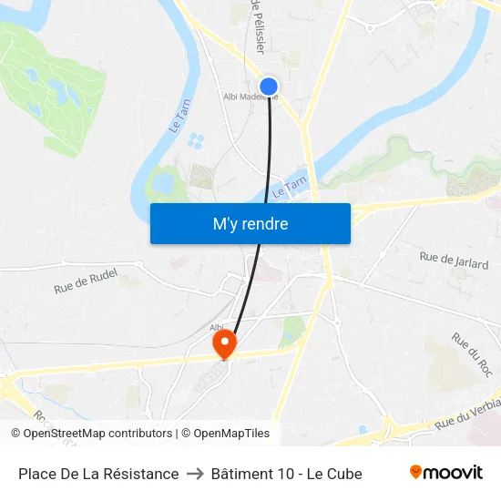 Place De La Résistance to Bâtiment 10 - Le Cube map