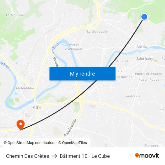 Chemin Des Crêtes to Bâtiment 10 - Le Cube map