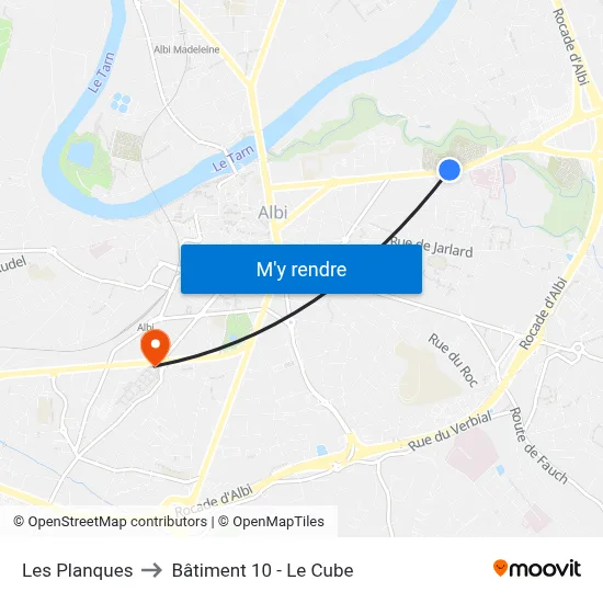 Les Planques to Bâtiment 10 - Le Cube map