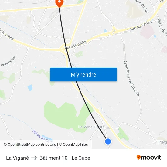 La Vigarié to Bâtiment 10 - Le Cube map