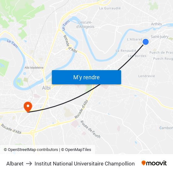 Albaret to Institut National Universitaire Champollion map