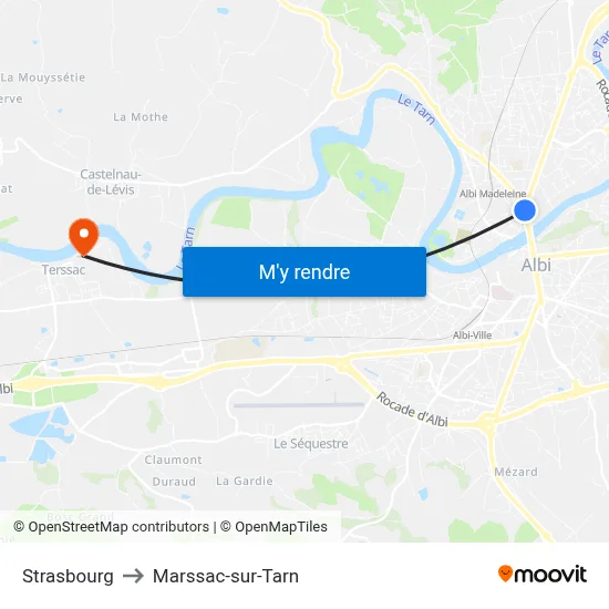 Strasbourg to Marssac-sur-Tarn map