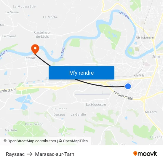 Rayssac to Marssac-sur-Tarn map