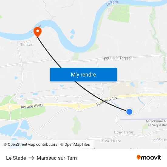 Le Stade to Marssac-sur-Tarn map
