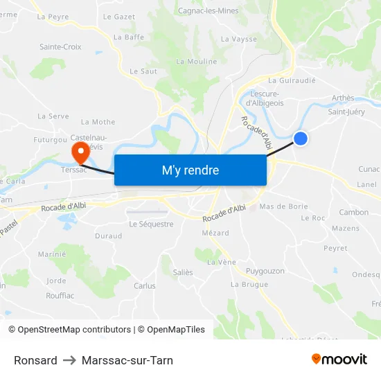 Ronsard to Marssac-sur-Tarn map