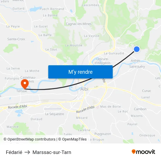 Fédarié to Marssac-sur-Tarn map