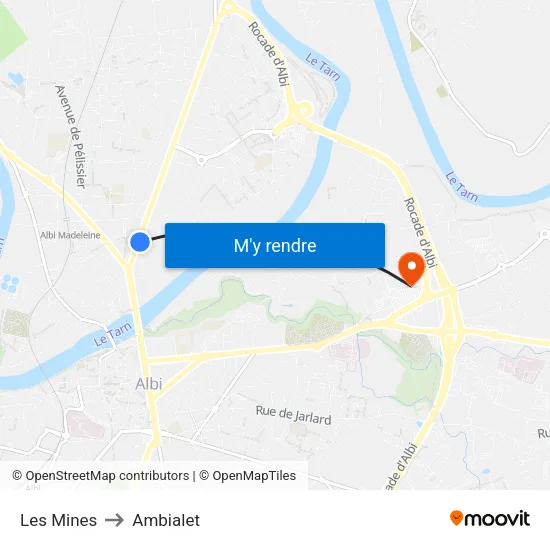 Les Mines to Ambialet map