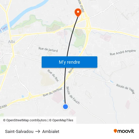 Saint-Salvadou to Ambialet map