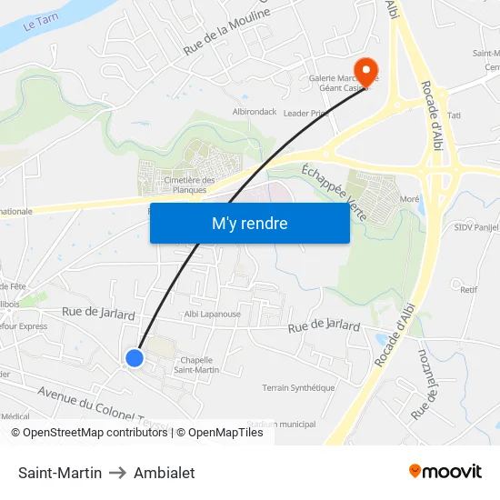 Saint-Martin to Ambialet map