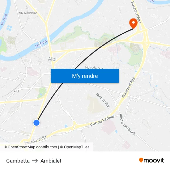 Gambetta to Ambialet map