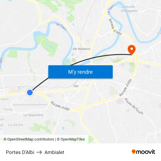 Portes D'Albi to Ambialet map