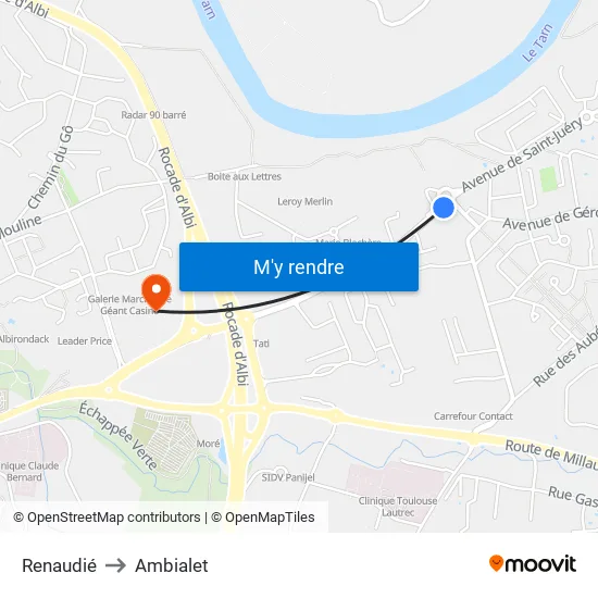 Renaudié to Ambialet map