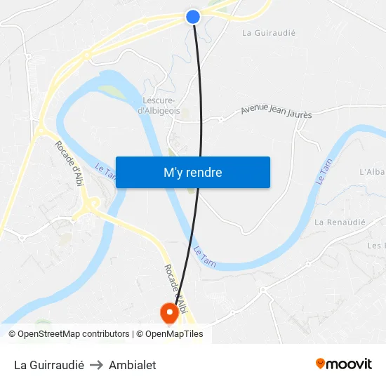 La Guirraudié to Ambialet map