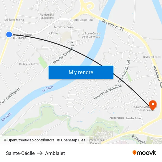 Sainte-Cécile to Ambialet map