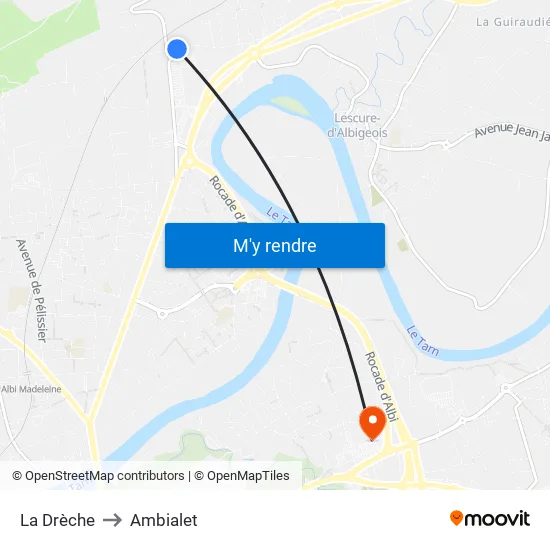 La Drèche to Ambialet map