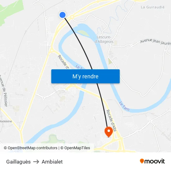 Gaillaguès to Ambialet map