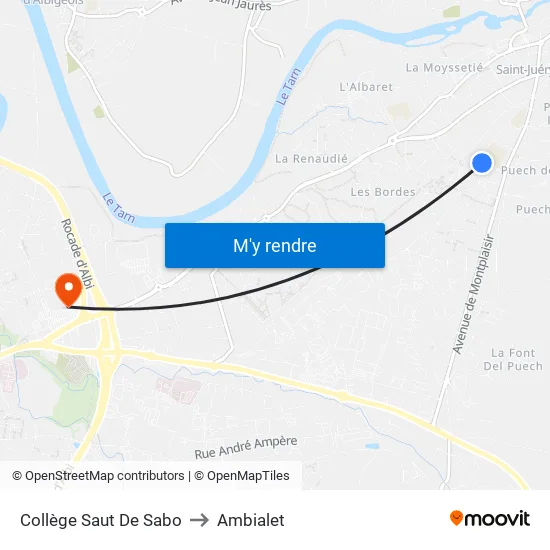 Collège Saut De Sabo to Ambialet map