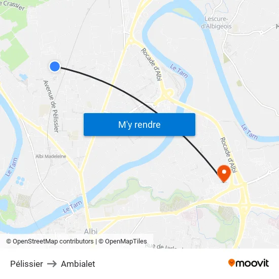 Pélissier to Ambialet map