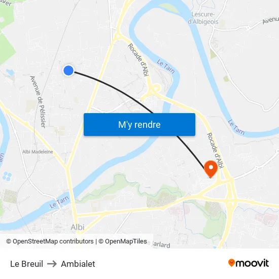 Le Breuil to Ambialet map