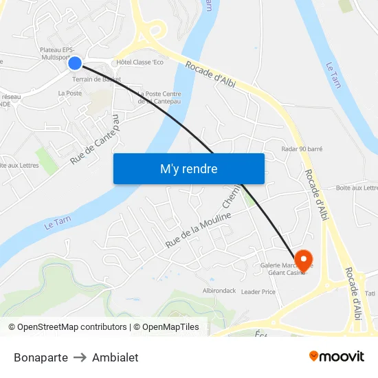 Bonaparte to Ambialet map