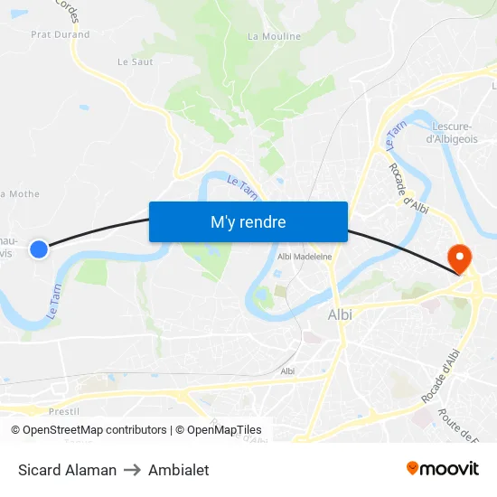 Sicard Alaman to Ambialet map