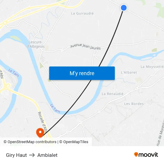Giry Haut to Ambialet map
